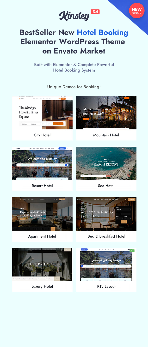 Kinsley - Hotel Booking WordPress Theme