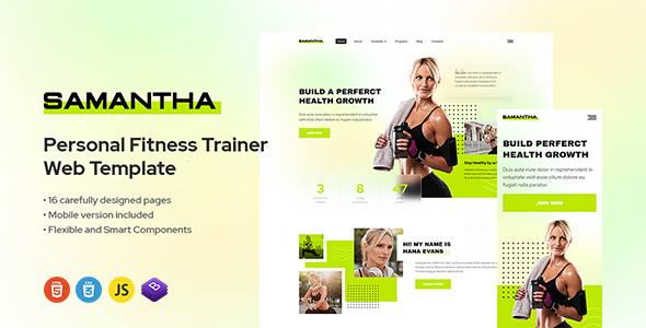 Samantha – Personal Fitness Trainer & Health Coach HTML5 Template