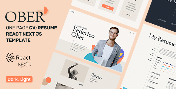 OBER – CV Resume React NextJS Template